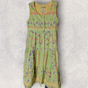 Laura Ashley Mother Child Dress  Girls 7 Vintage Yellow Floral Sundress